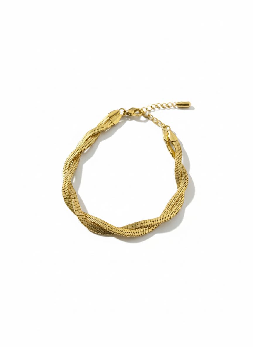 Pulsera Trenzada Dorada – Mira Mila