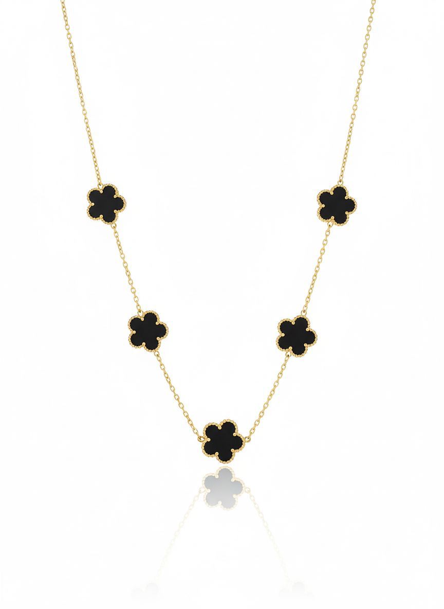 Collar Trébol Negro Nacarada – Mira Mila