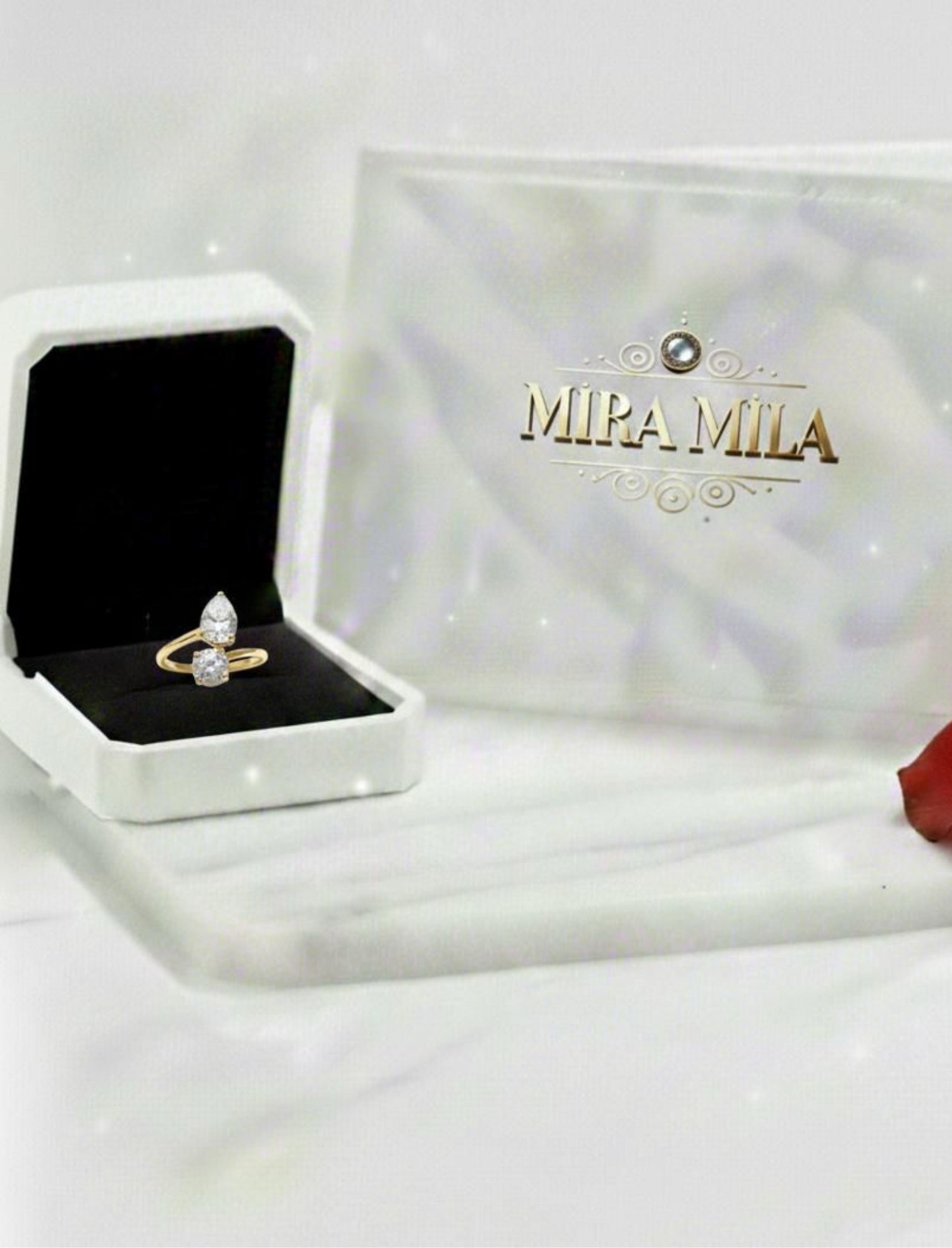 Anillo Doble Cristal Dorado – Mira Mila