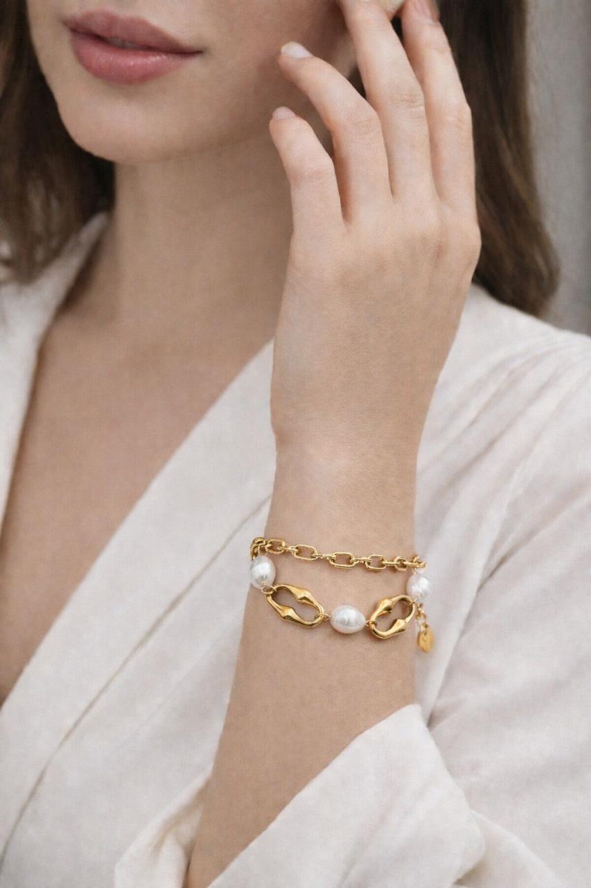Pulsera Perlas Doradas Elegance - Mira Mila