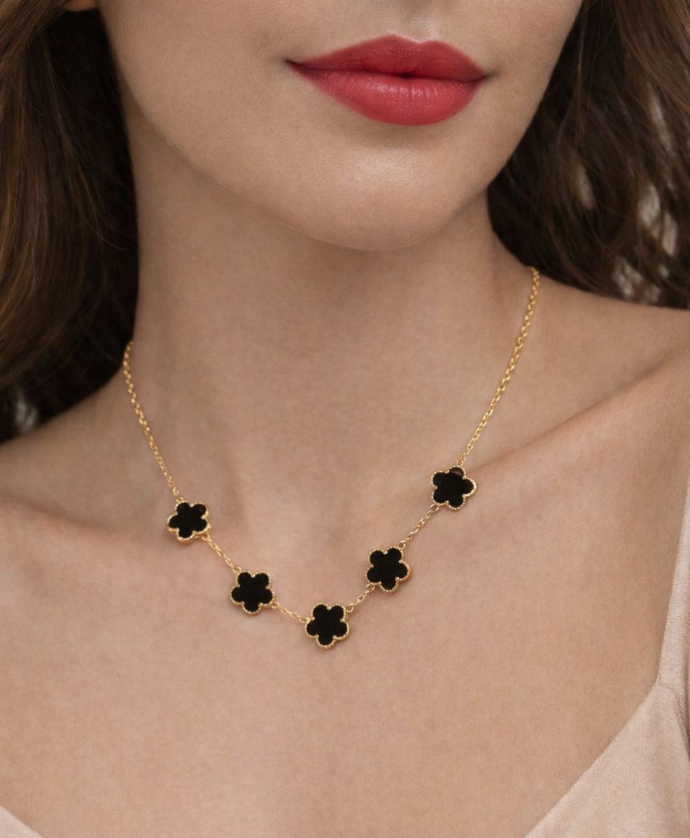 Collar Trébol Negro Nacarada – Mira Mila