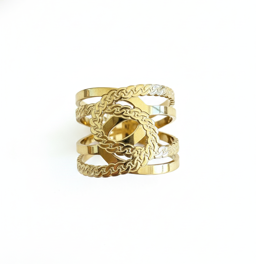 Anillo Cadena Dorada Triple – Mira Mila