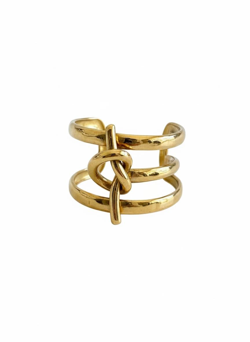 Anillo Nudo Dorado Ajustable – Mira Mila