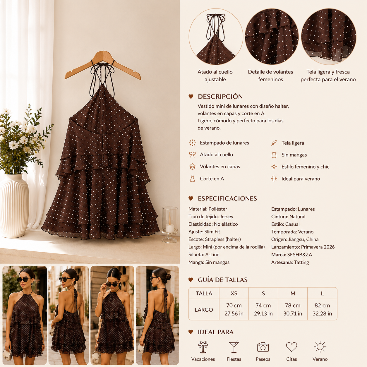 Vestido Mini de Lunares en capas