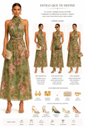 Vestido Maxi Elegante de Gasa con Escote Halter