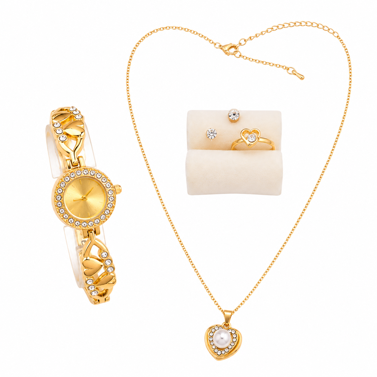 Set Luxury para mama – Reloj, Collar, Aretes y Anillo