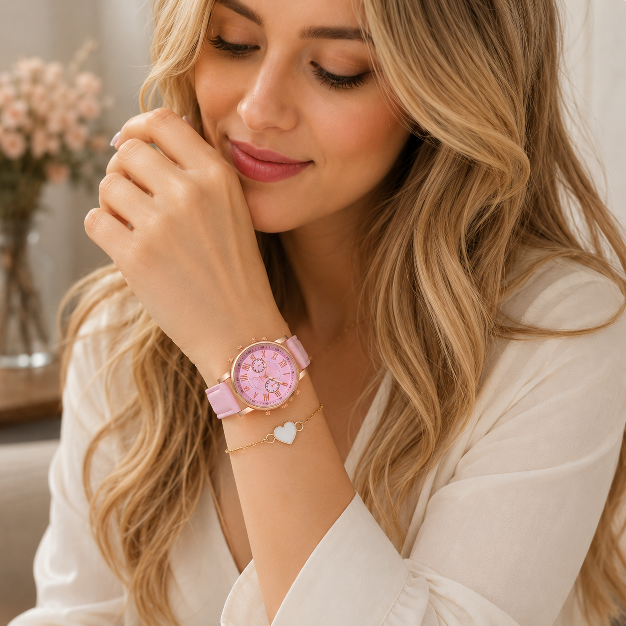 Set Elegante de Reloj y Pulseras para Mujer