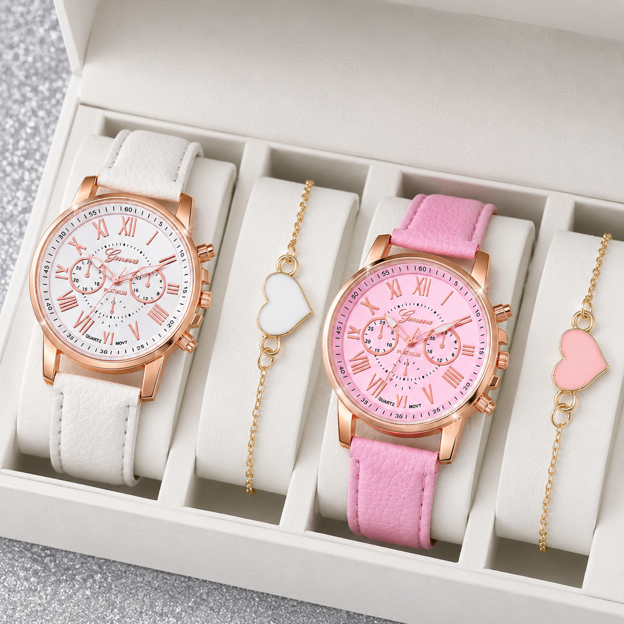 Set Elegante de Reloj y Pulseras para Mujer