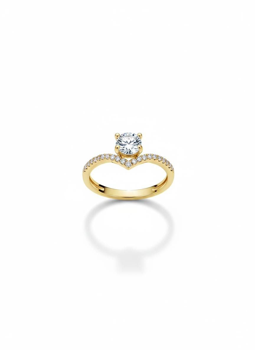 Anillo Solitario Aurora Dorada – Mira Mila