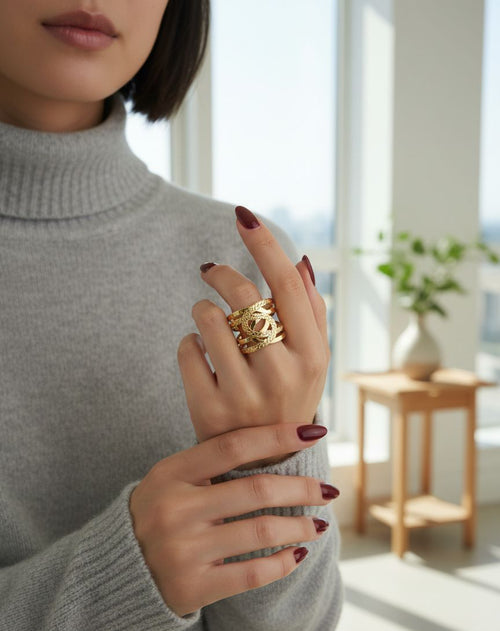 Anillo Cadena Dorada Triple – Mira Mila