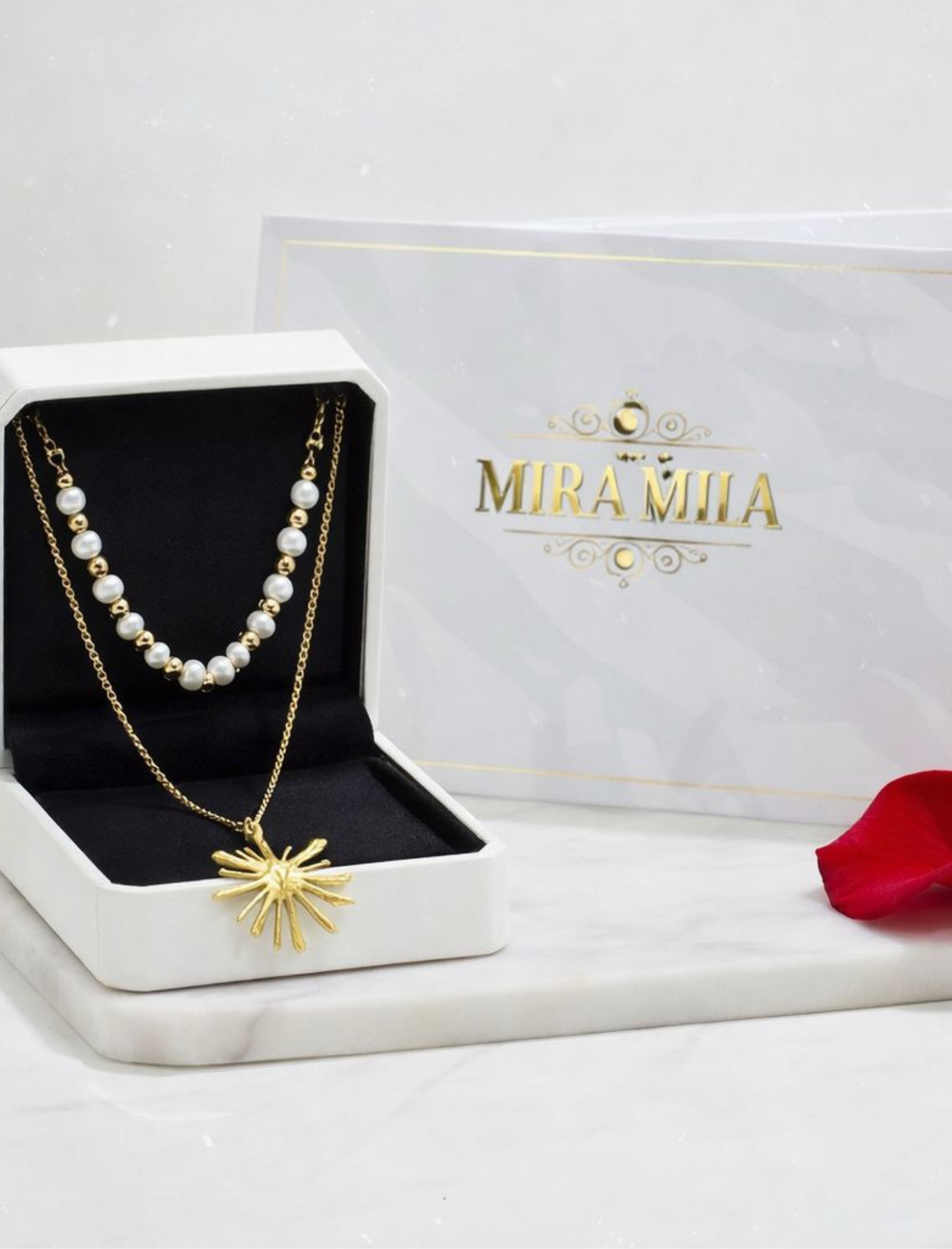 Collar Doble Perla & Sol Dorado – Mira Mila