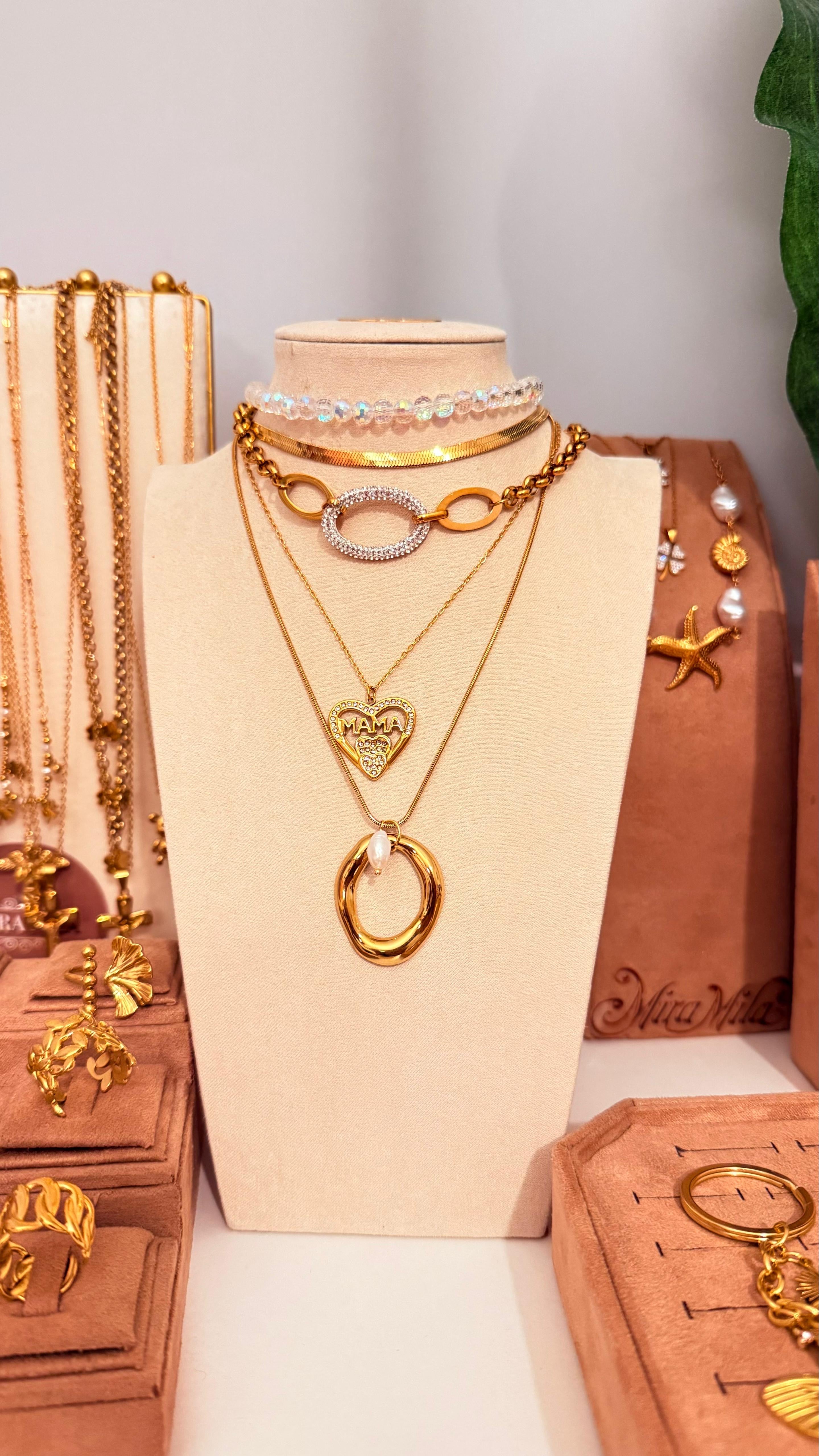 Busto Exhibidor de Collares en Terciopelo Beige - Mira Mila