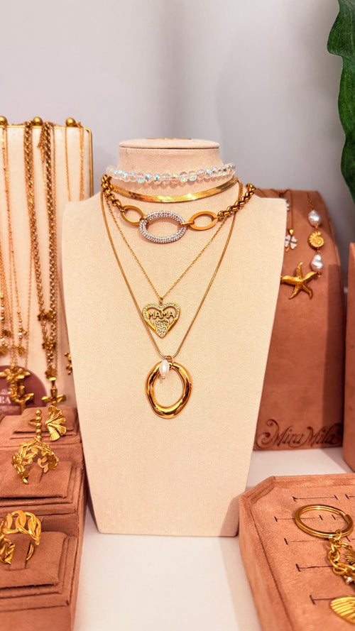 Busto Exhibidor de Collares en Terciopelo Beige - Mira Mila