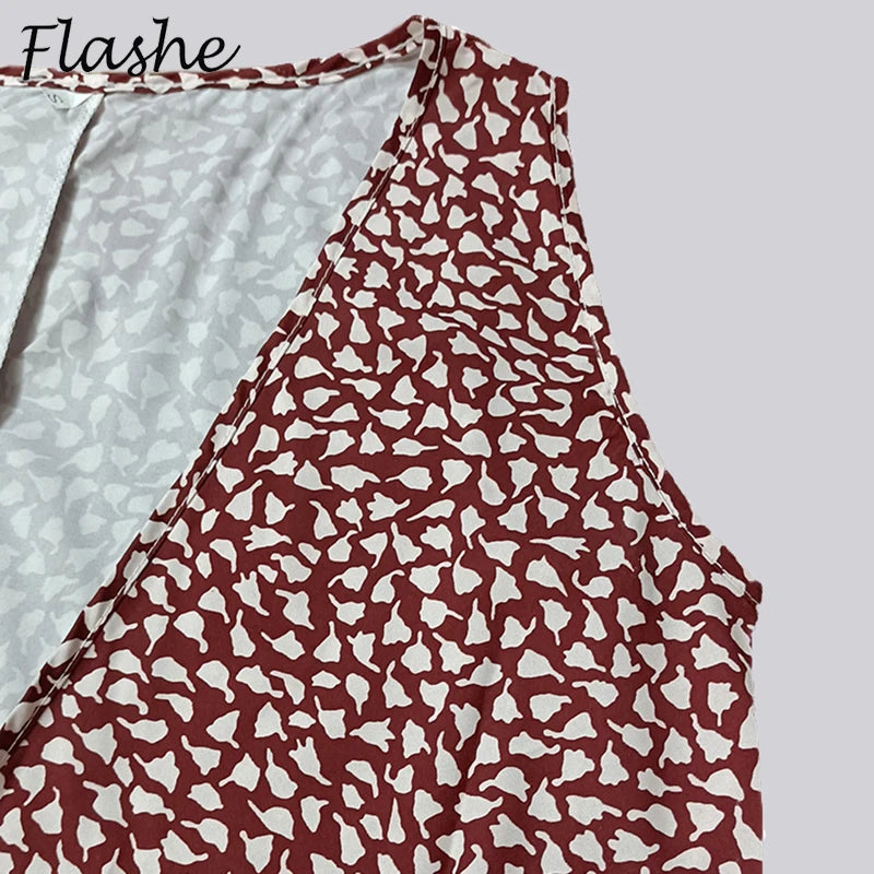 New Casual Polka Dot Dress Women V Neck Sleeveless Bandage Beach Dress Summer Bohemian Dresses For Women Clothes S-5XL