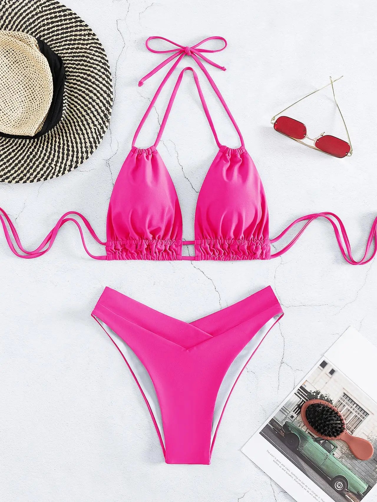 Nylon Solid Bikini Swimwear Sexy Fashion Modelling Design Swimsuit Women 2025 New Style Beachwear for Bathing Suit