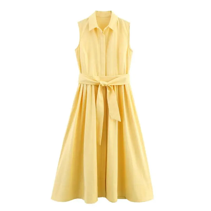 Vestido Largo Khaki Elegante para Mujer – Corte A-Line, Manga Corta y Cintura Ajustada | Moda Verano/Otoño 2026