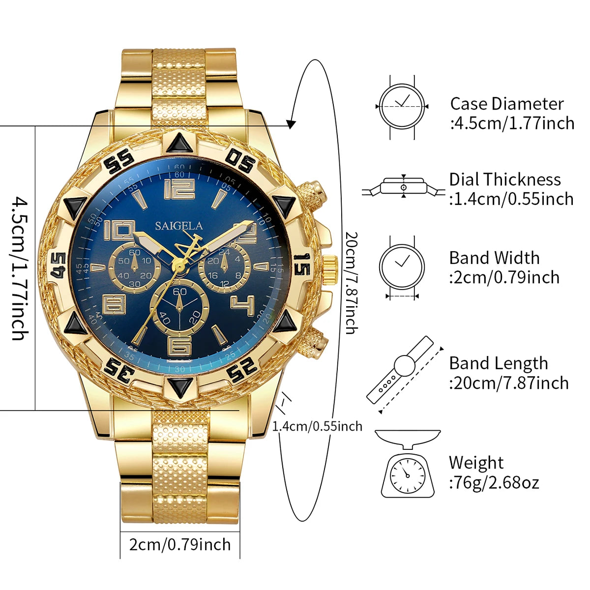 Set Premium para Hombre 4 en 1 – Reloj Gold y Accesorios