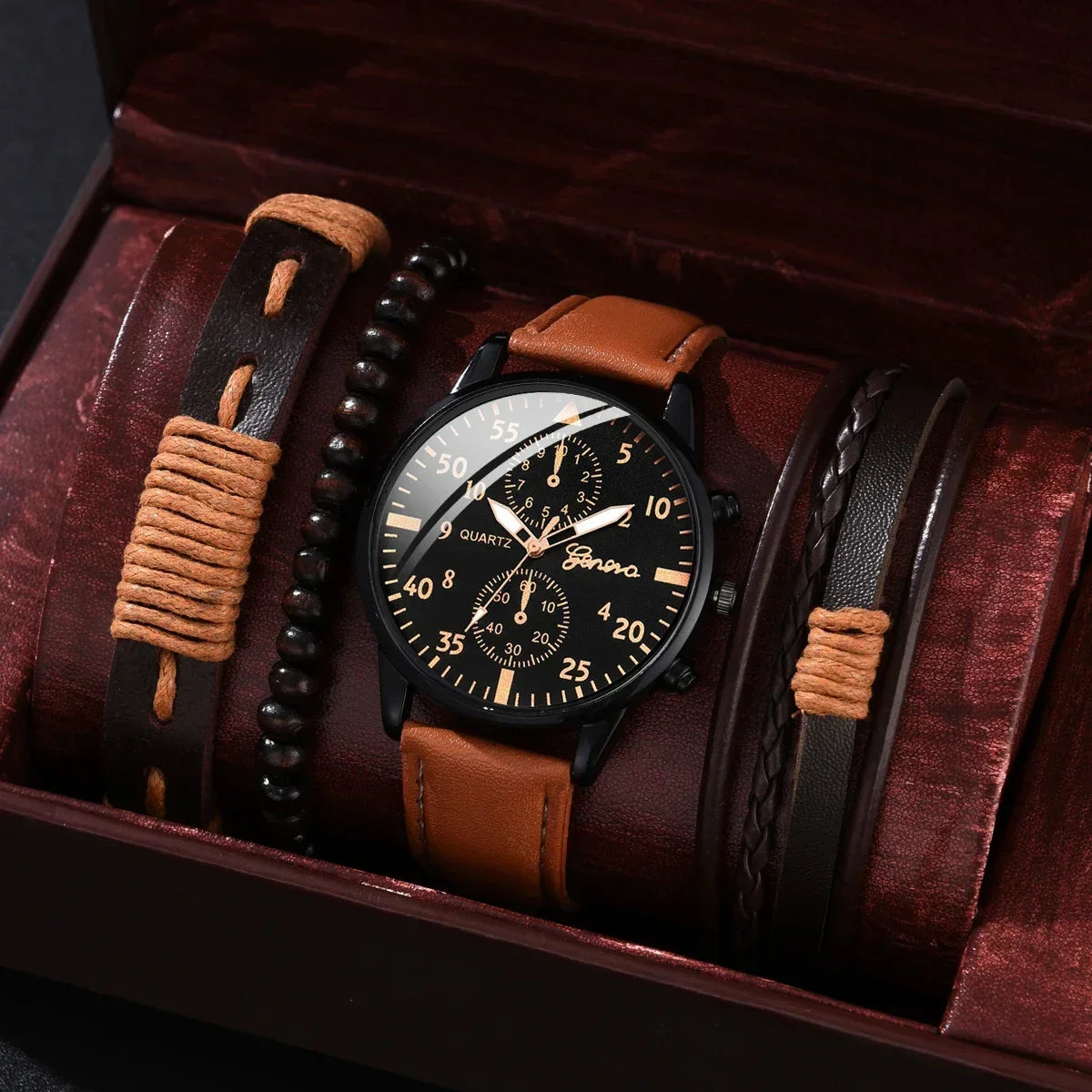Luxury Men Watch Set – Brown Edition