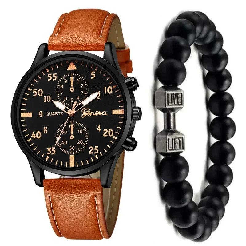 Luxury Men Watch Set – Brown Edition