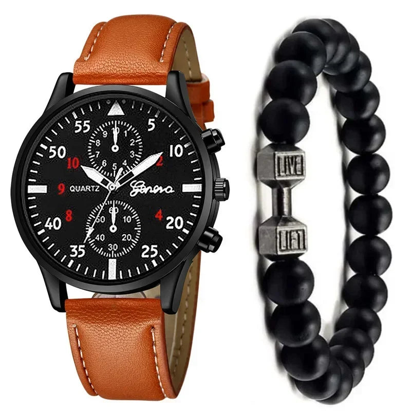 Luxury Men Watch Set – Brown Edition