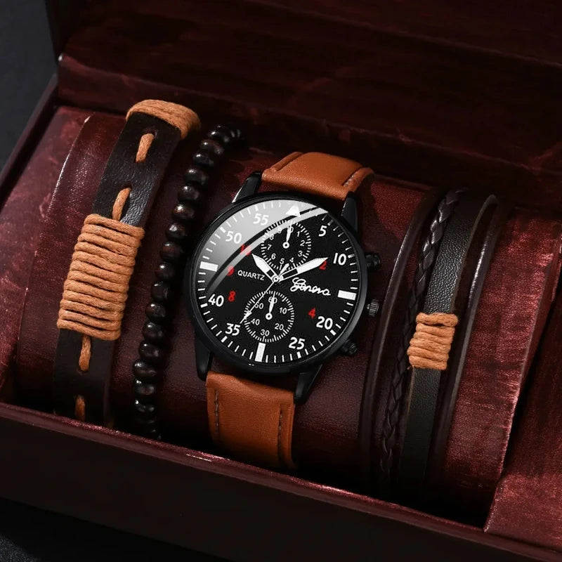Luxury Men Watch Set – Brown Edition