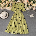 YuooMuoo Chic Fashion Polka Dot Print Women Dress 2025 New Summer Elegant Vintage Bandage Slim Waist Big Swing Long Party Dress
