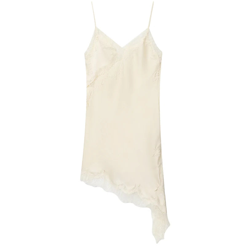 Vestido Midi Luxury Mira Mila – Elegancia Asimétrica con Encaje