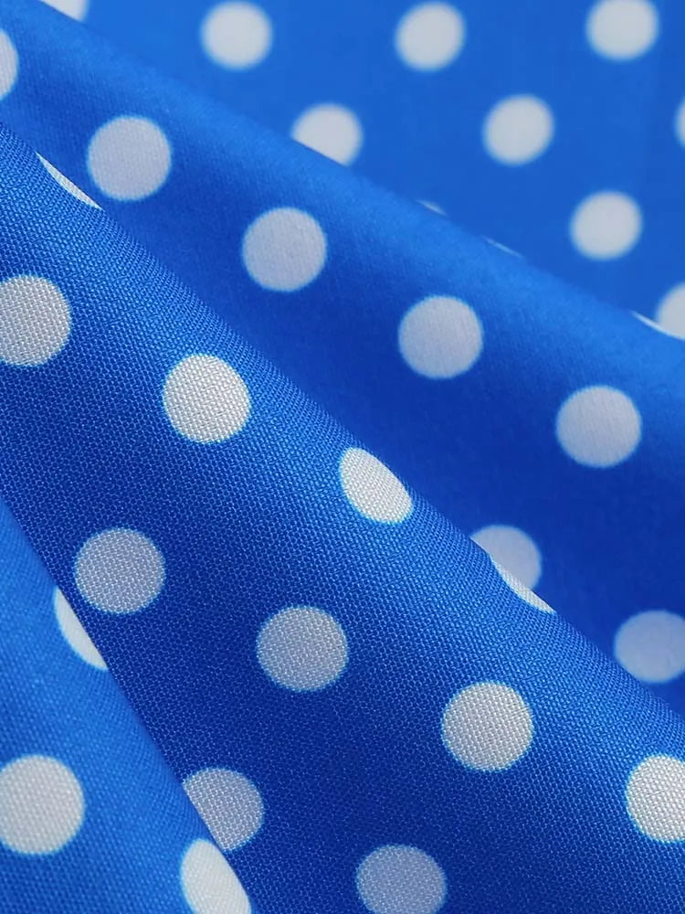 Off the Shoulder Elegant Vintage Party Dress Women Summer Polka Dot Ruffles A Line Midi Dresses