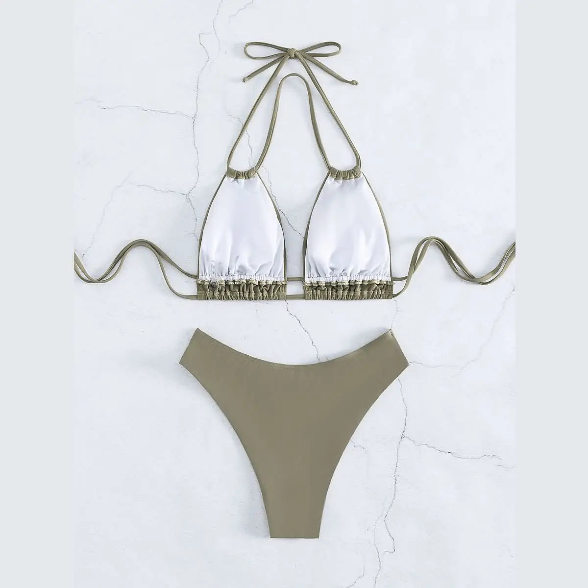 Nylon Solid Bikini Swimwear Sexy Fashion Modelling Design Swimsuit Women 2025 New Style Beachwear for Bathing Suit
