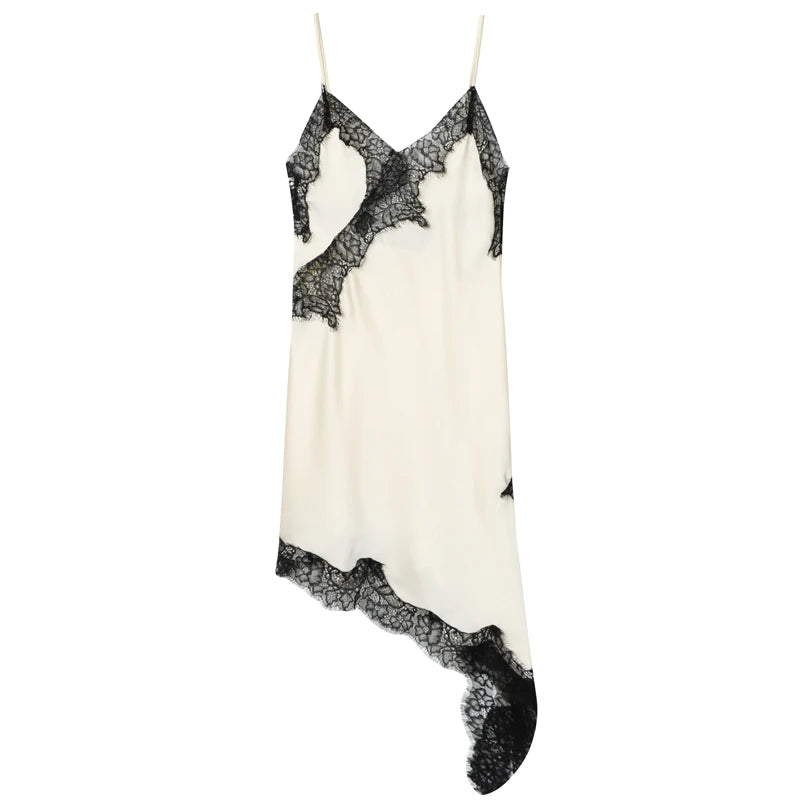 Vestido Midi Luxury Mira Mila – Elegancia Asimétrica con Encaje