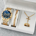 Set Premium para Hombre 4 en 1 – Reloj Gold y Accesorios