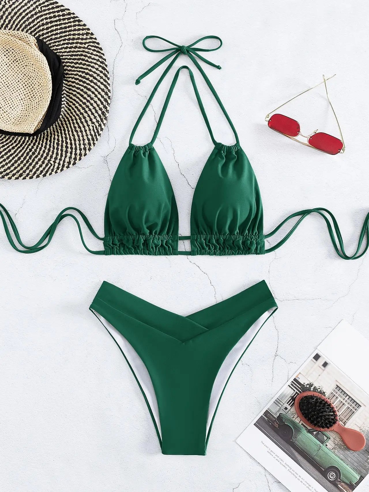 Nylon Solid Bikini Swimwear Sexy Fashion Modelling Design Swimsuit Women 2025 New Style Beachwear for Bathing Suit